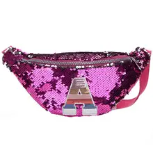 Детская сумка для девочек с буквенным принтом и блестками, поясная сумка через плечо, сумка через плечо