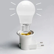 Портативный E27 держатель лампы с европейской вилкой светодиодный светильник с гнездом адаптер конвертер с бесплатным подарком E27 светодиодный светильник