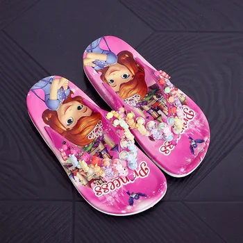 

Summer Children girls Sofia with flower princess PVC beach Slippers Non-slip flip flop 888 2colors XQ01