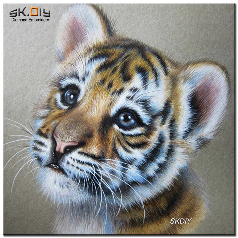 

SK DIY cute tiger baby animal 5D diamond painting cross stitch diamond embroidery diamond mosaic full square pattern mazayka kid
