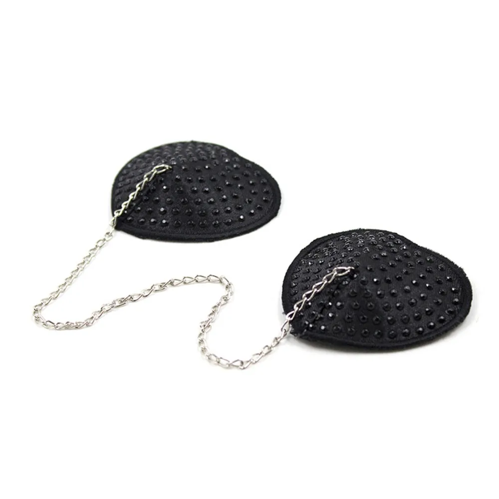 women s 1 pair rhinestone nipple cover sexy metal reusable breast stickers protector crystal silicone nipple pasties bra pads Sexy Women Chain Nipple Cover Ladies Reusable Breast Wear Silicone Nipple Pasties Stickers Pads Bra Accessories
