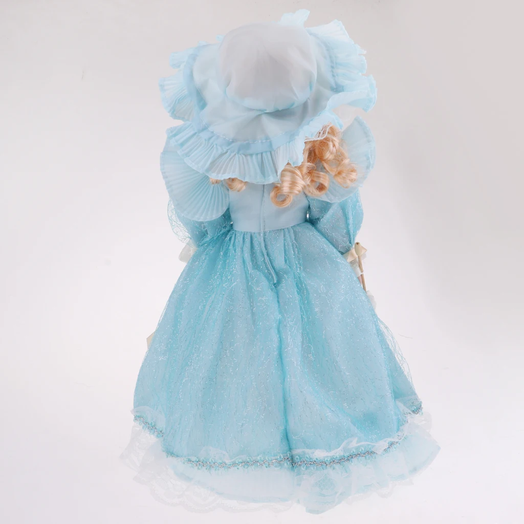 40cm Lovely Porcelain Female Doll with tutu Costume Princess Dolls Light Blue & Pink Home Display Decor girl doll toys Gift