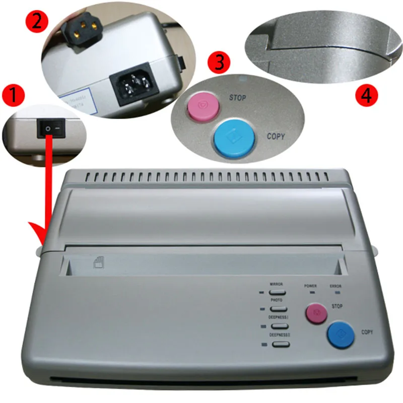 

Black / Silver Tattoo Transfer Machine Printer Drawing Thermal Stencil Maker Copier for Tattoo Transfer A4 Paper Copy Supply