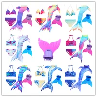GMIFUN 4PCS Girls Swimsuit Mermaid Tails Kids for Swimming Princess Costume Bikini Swimmabl Toddler Bathing Suit 3Y-12Y Purple