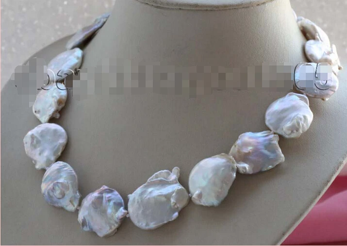 

free shipping > 18" Genuine Natural 22x25mm white Reborn Keshi Pearl necklace #f1874! 6.07
