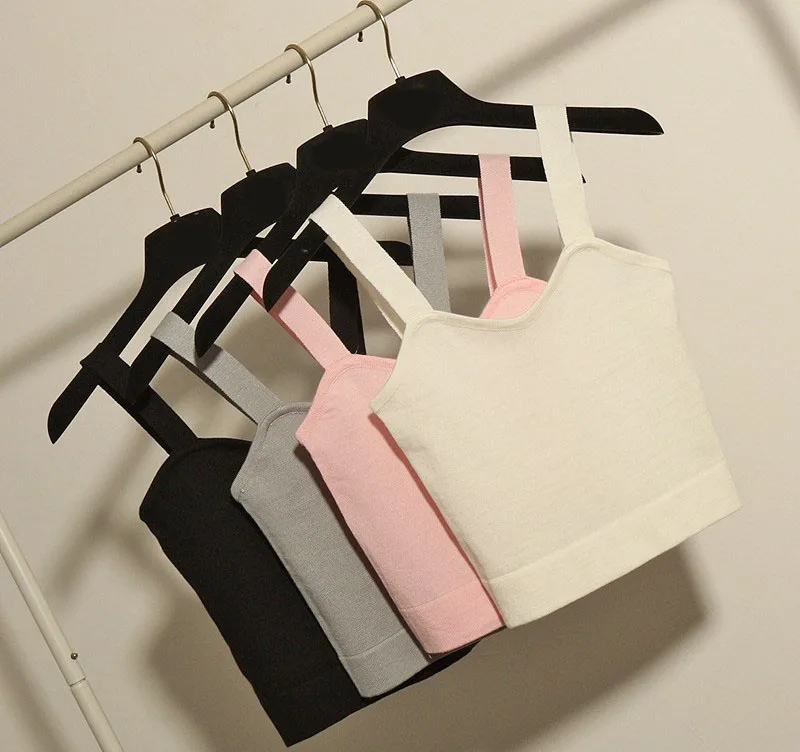 

Female Women Casual Tanks Short Paragraph Solid Color Knitted Sexy Vest