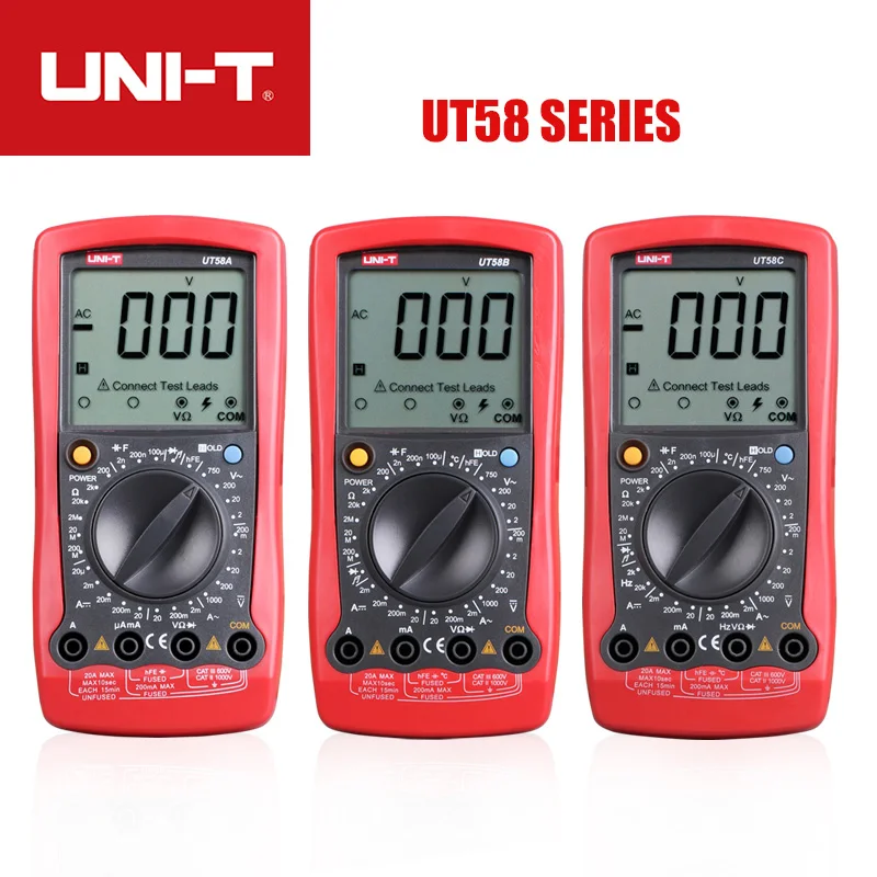 

UNI-T UT58A/UT58B/UT58D/UT58C/UT58E Manual Range General Digital Multimeter; Resistance/Capacitance/Frequency/Temperature Test