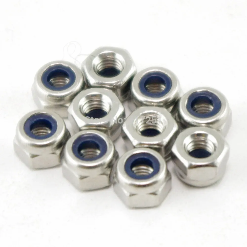 1 piece Metric M3 201 Stainless Steel Hex Head Nylon Insert Lock Jam