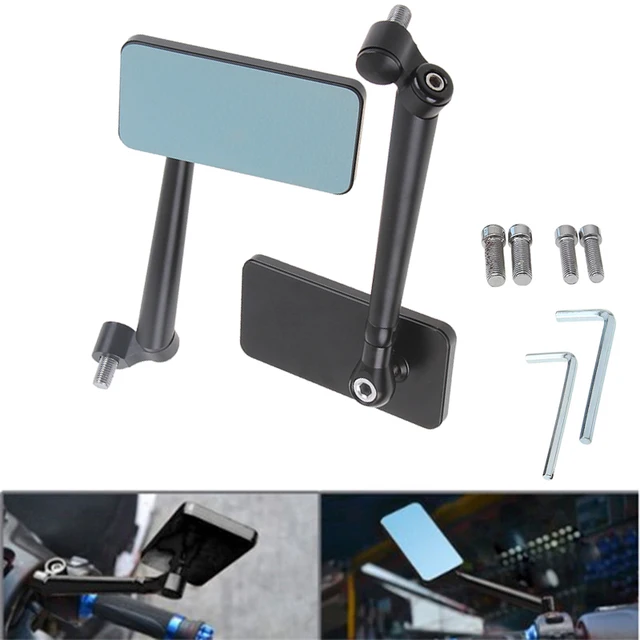 US $32.46 CNC Aluminum SilverGoldenBlack Blue Glass Rear View Mirrors Motorcycle Rear Side Mirror Cafe Race
