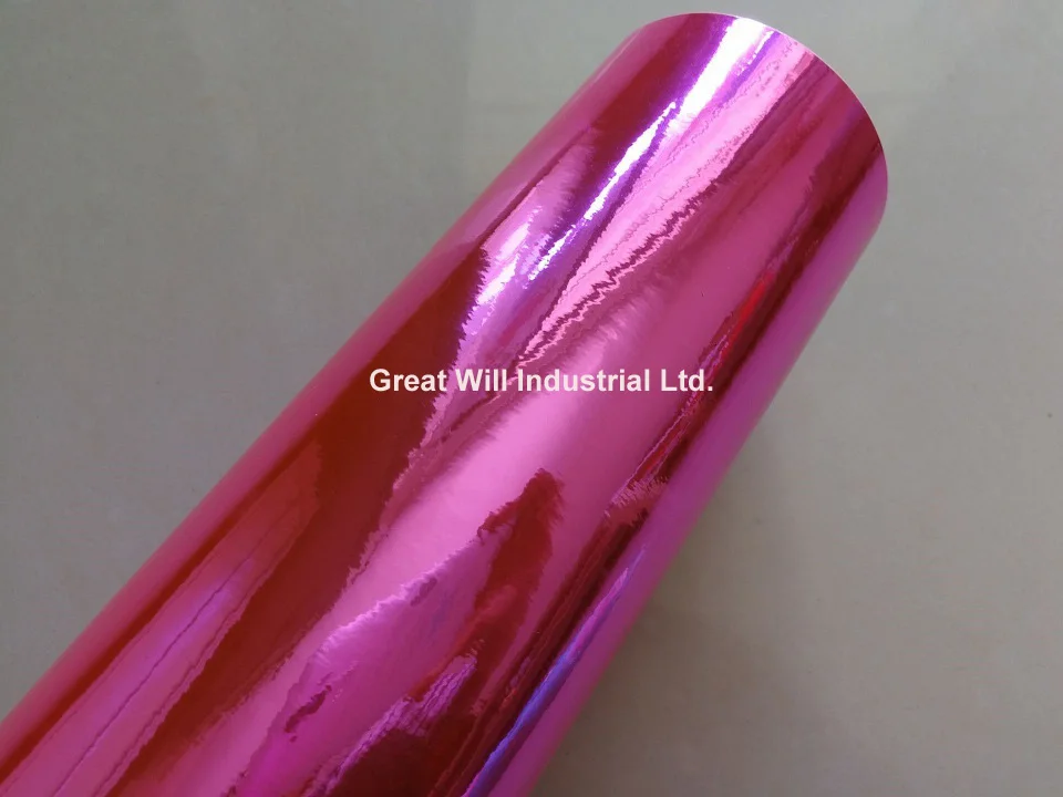 3 Layers High Quality Stretchable Chrome Mirror Pink Vinyl Wrap Car