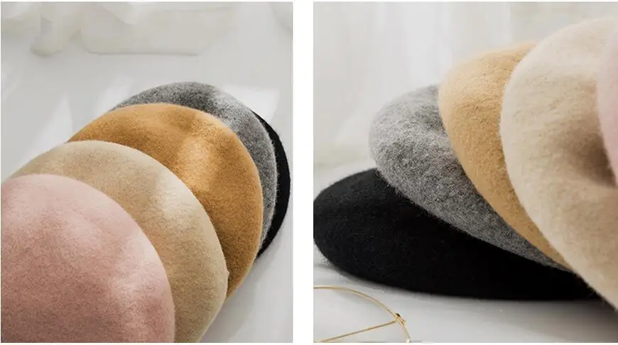 Ymsaid, новинка, Хит, модная женская Повседневная Классическая однотонная простая шапка s, шапки для женщин, Осень-зима, шерстяная шапка для художника, береты