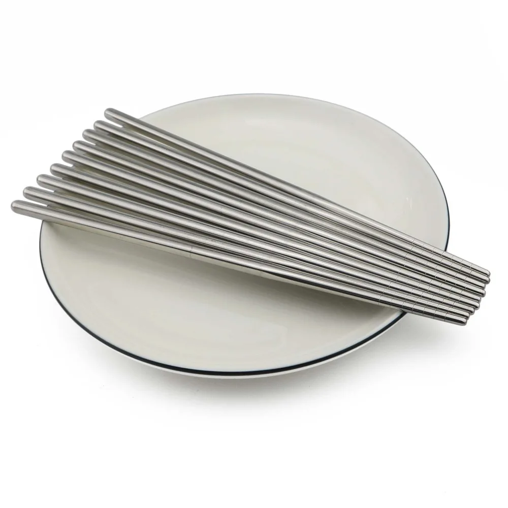 JANKNG 5 пар нержавеющая сталь Щепка палочки для еды китайский многоразовый нескользящий Хаши палочки для суши еда Chop палочки кухонные инструменты