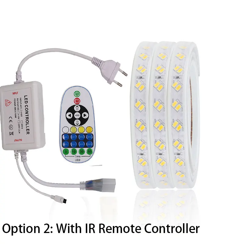 11-50 м супер яркий 5730 Светодиодные ленты света WW + синий 220 V IP67 водонепроницаемая лента со светодиодными лампами двойной Цвет Сменные