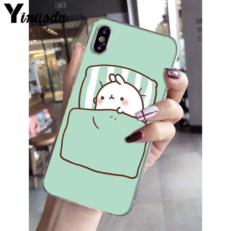 Yinuoda Kawaii Molang мультфильм аниме Кот DIY рисунок чехол для телефона чехол для iPhone X XS MAX 6 6s 7 7plus 8 8Plus 5 5S SE XR