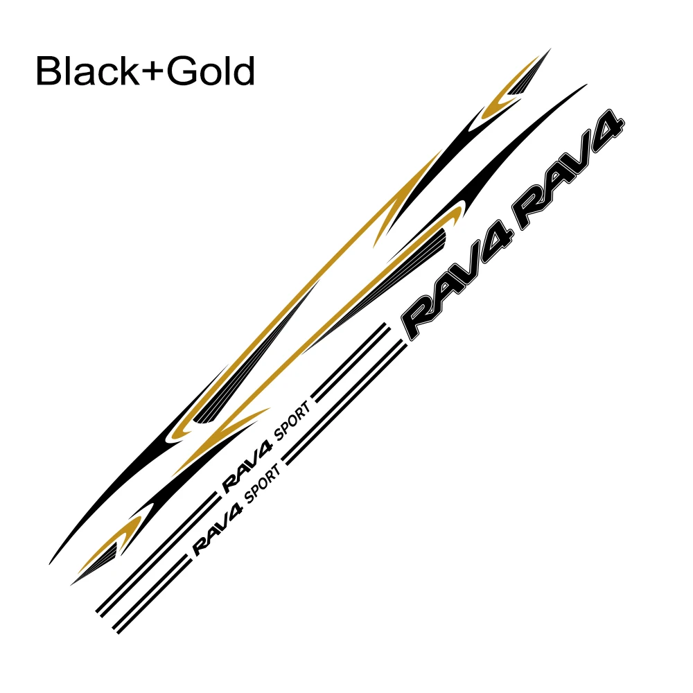 Автомобильная Двусторонняя наклейка на юбку, Авто Виниловая обертка, гоночные полосы, наклейки на автомобиль для Toyota Rav4, сделай сам, Стайлинг, тюнинг, автомобильные аксессуары - Название цвета: Black Gold
