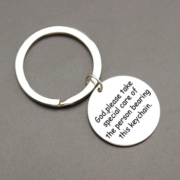 

BFF Gift Keyring Letter please take special care of the person bearing this keychain Round Card Keyfob Content customizable