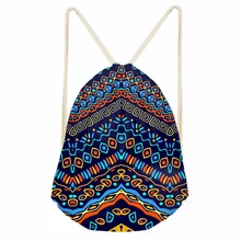 ThiKin African Printing Drawstring Bag Women Backpack Small Drawstring Bag for Boys Men’s Mochila Shoe Package Bag Drop Shipping