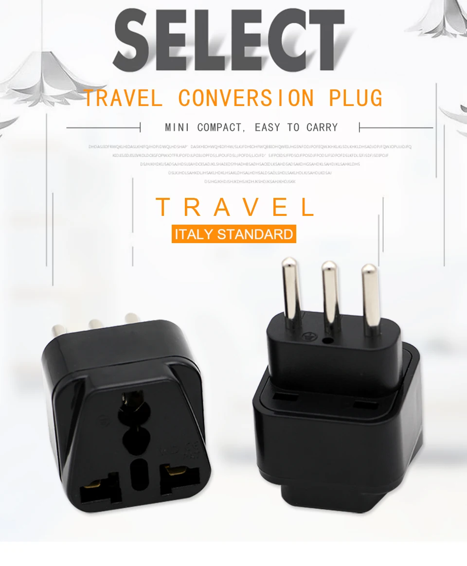3-pin IT Conversion plug Universal UKUSEUAU to Italy Milan Chile Vatican Italian Travel AC Power Adapter Plug Converter (1)