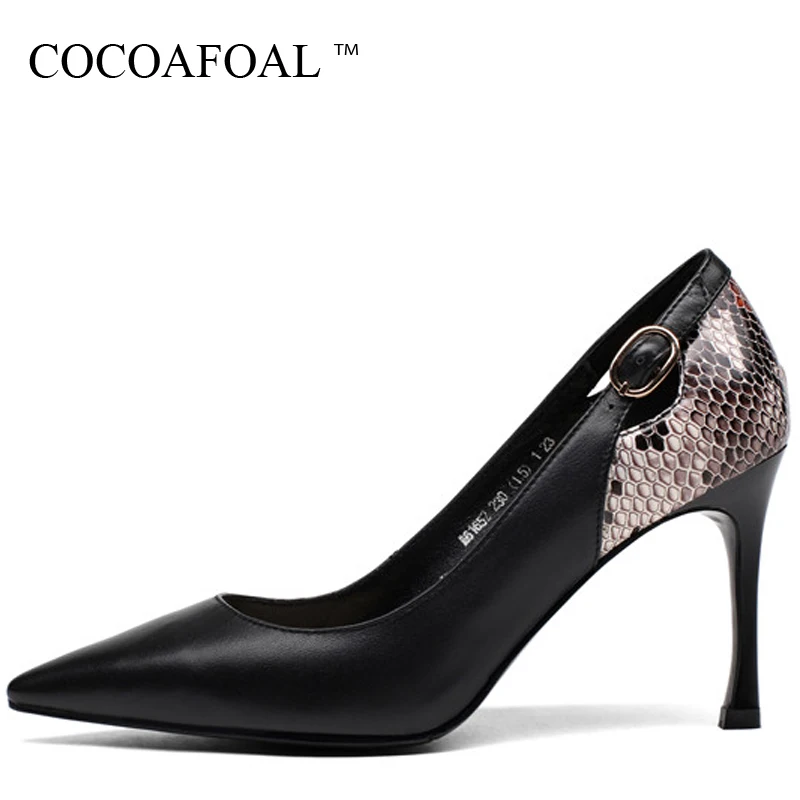 

COCOAFOAL Woman Snakeskin Pattern Pumps Bling Sexy High Heels Shoes Spring Shallow Fashion Party Pointed Toe White Wedding Pumps