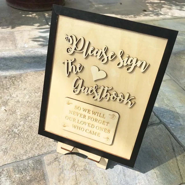 Buy Wood wedding party sign 3D guest book sign
