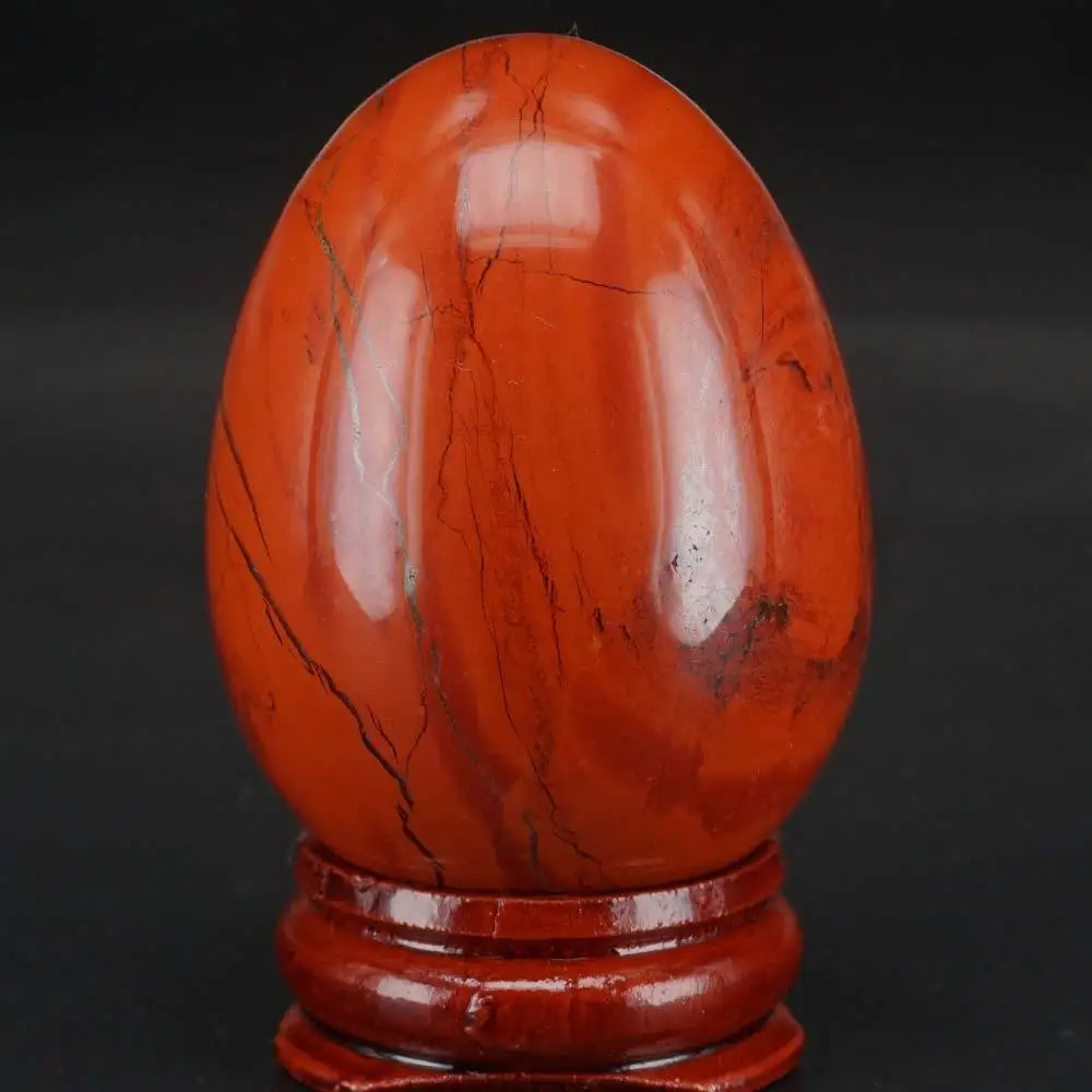 Природный драгоценный камень кристалл рейки лечебная Сфера Йони массаж яйцо коллекция домашнего декора - Цвет: Red Jasper