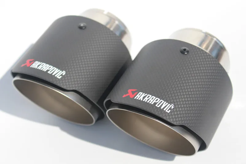 Short: 1PCS Inlet(54mm) Outlet(89mm) Akrapovic Carbon Exhaust Tip/Muffler pipe For BMW BENZ AUDI VW Car Accessories