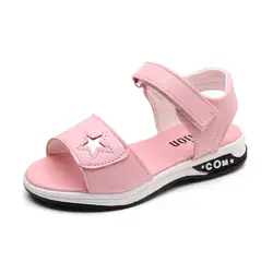 Klupao дети 2018 модные новые туфли принцессы дети Hook & Loop сандалии для девочек розовый белый принцесса обувь детская обувь для девочек
