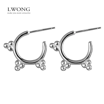 

LWONG 925 Sterling Silver Dotted Small Hoop Earrings for Women Ear Piercing Helix Cartilage Earrings Boho Tiny Dot Earring Hoops