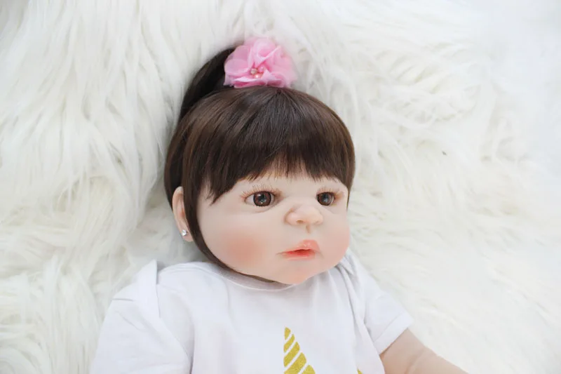 55 см полностью силиконовая кукла Reborn Baby Doll игрушка 22 дюймов виниловая новорожденная принцесса младенцы с единорогом Одежда для девочек Bonecas Alive Bebe