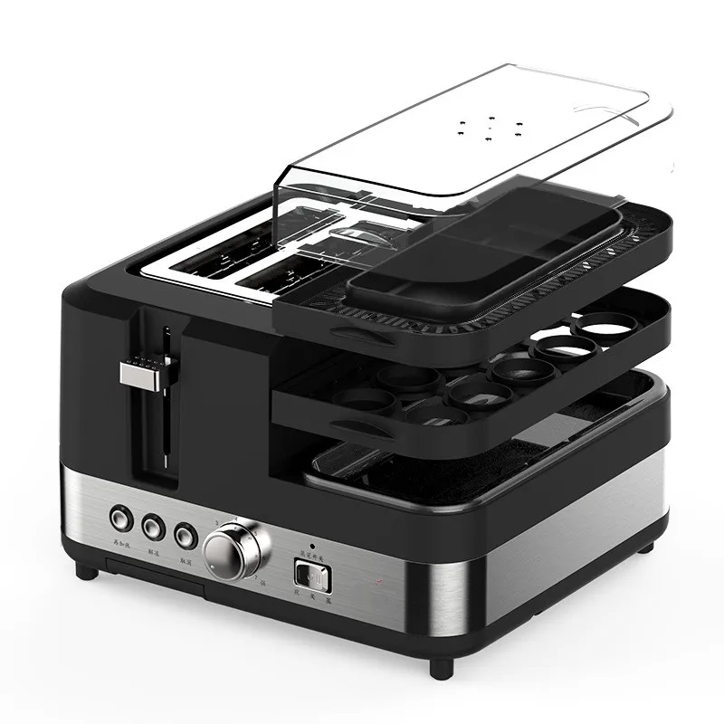 

220V Multifunctional Electric Bread Toaster Machine Automatic Bread Breakfast Maker With Egg Steamer Frying Plate High Quality