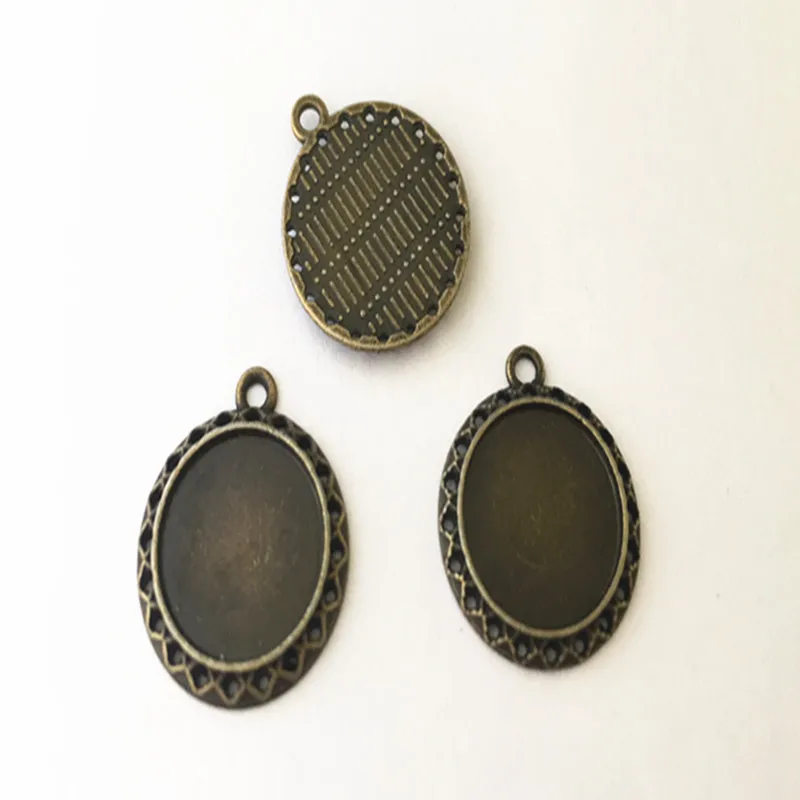 

8pcs/set antique bronze color 15mm Cabochon Pendant Base tray accessories necklace charm connector