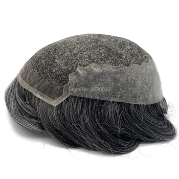 

Hair system for men Hair men toupee base Q6 style mens wig remy hair 1B50 color