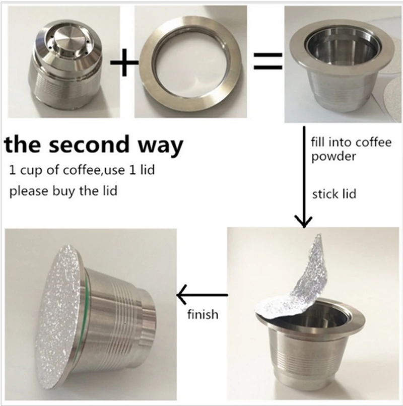 2 способ использования/ капсула из нержавеющей стали металлическая капсула совместима для кофемашины Nespresso