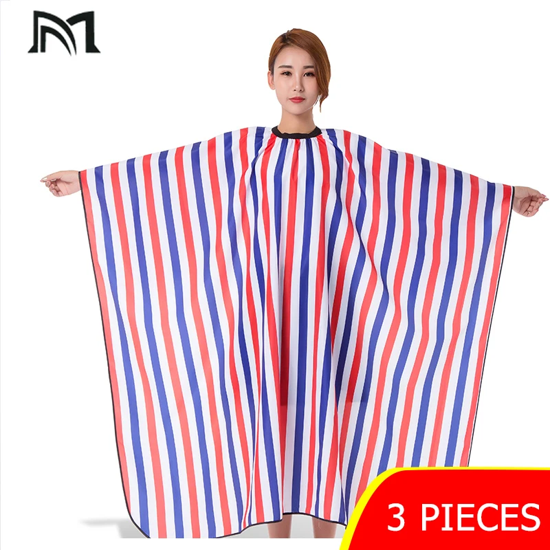 3pcs Hairdresser Capes Salon Barber Cutting Hair Stripe Leisure Style Peri Cloth Waterproof Cloth Salon Barber Capes