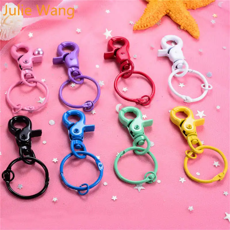 

Julie Wang 5PCS Multicolor Round Key Ring Keychain Split Ring Keychains Lobster Buckle Key Chains Jewelry Making Accessory