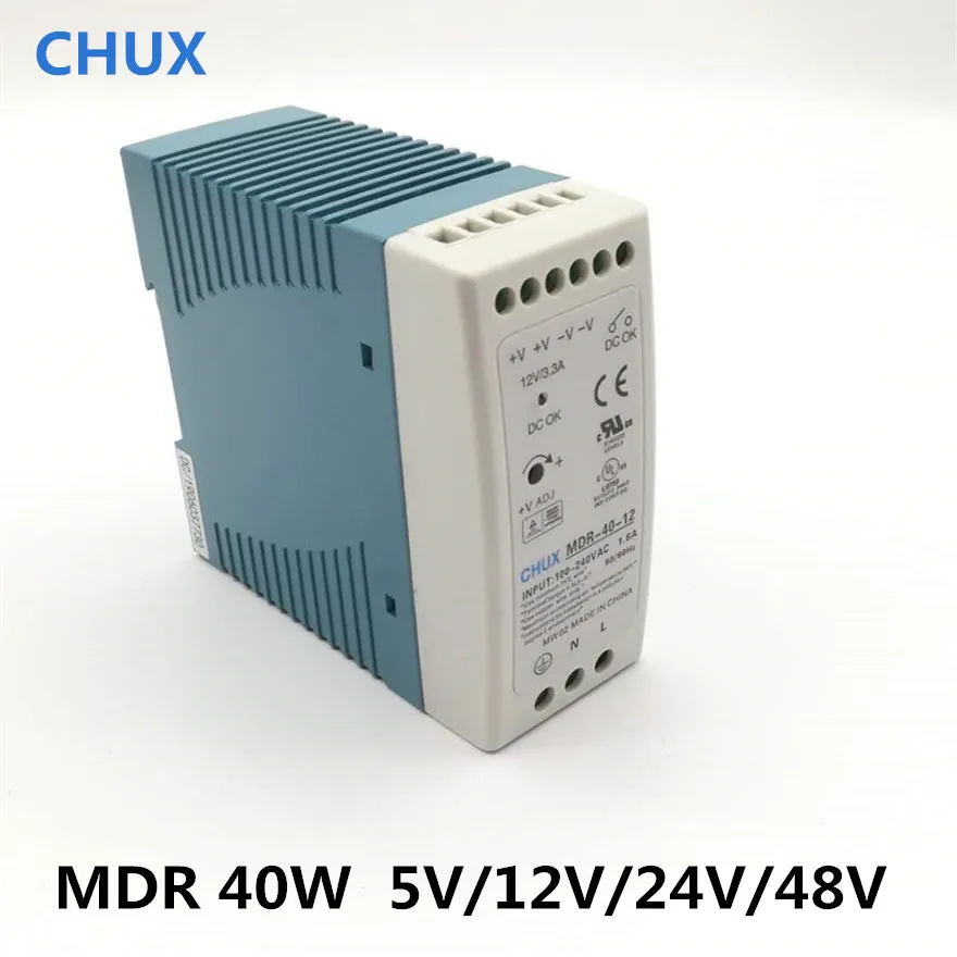 

CHUX Switching Power Supply Switch 40W 48V 5V 12V 15V 24V Single output Din rail type Power Supply MDR-40