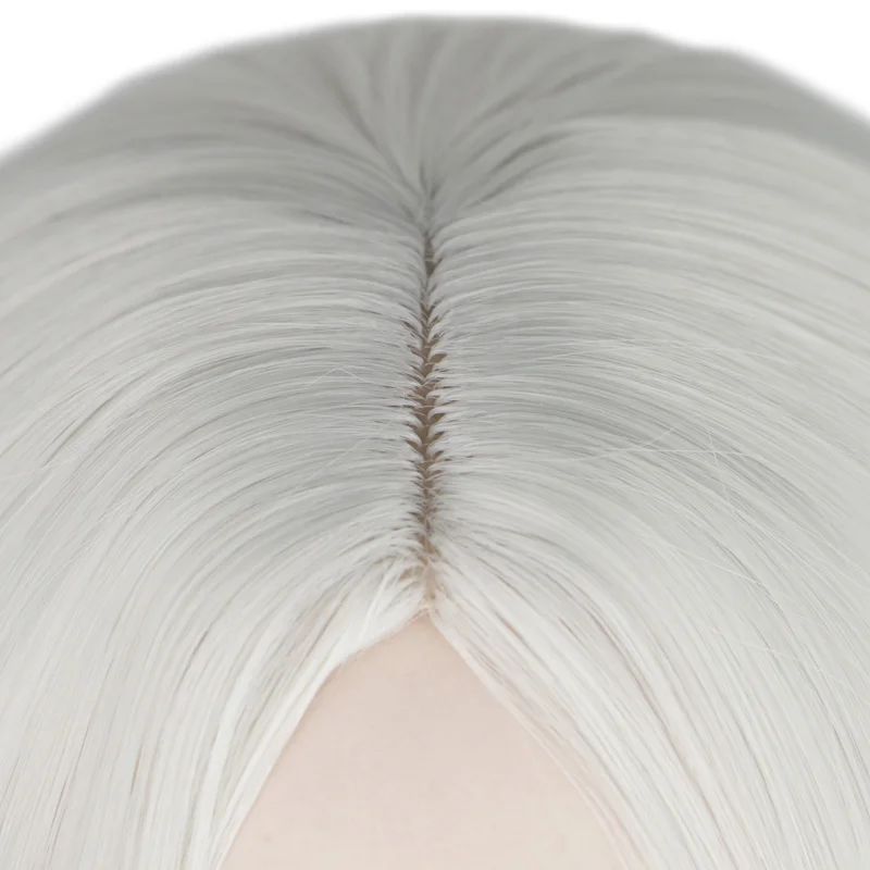 Synthetic wig QQXCAIW Short bob wig Straight sliver white blonde Cosplay party costume High temperature fiber synthetic hair wigs