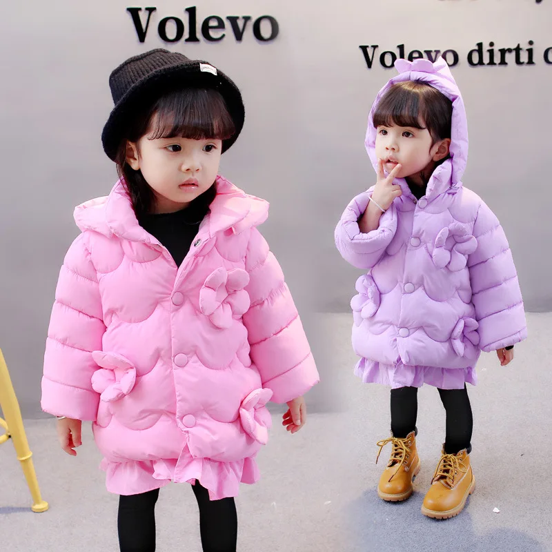 

winter Children coats for girls kids fashion floral girls parka thick Cotton warm children girls jackets