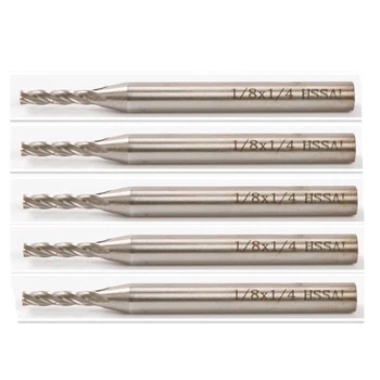 

5Pcs 1/4'' Shank HSS CNC 4 Flute End Mill Cutter Milling Machine 1/8'' Bit