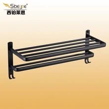 ITAS1011 60 см пространство алюминия Полотенца стойки Черный цвет Home Hotel Полотенца стойки полка ванной пилон Полотенца рельсы бары настенные