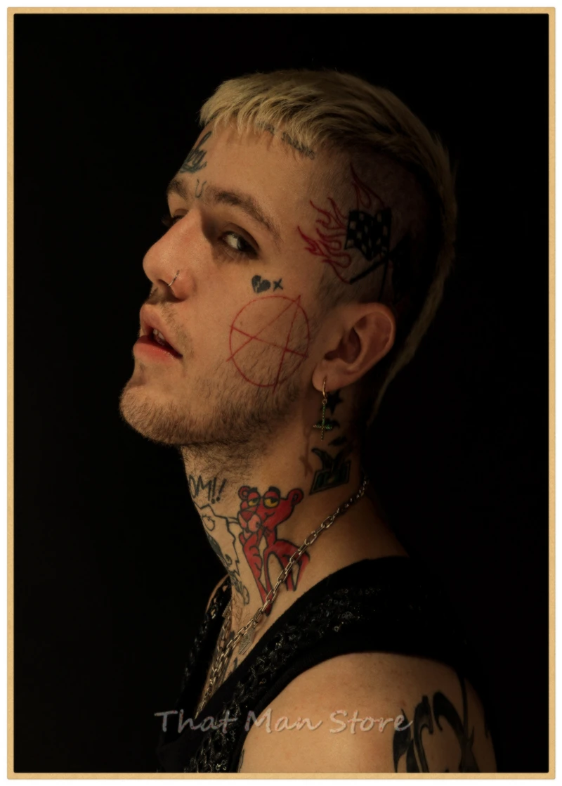 Хип-хоп рэпер Lil Peep плакат наклейки на стену винтажные постеры печать высокого качества для гостиной домашний декор 42*30 см - Цвет: Небесно-голубой