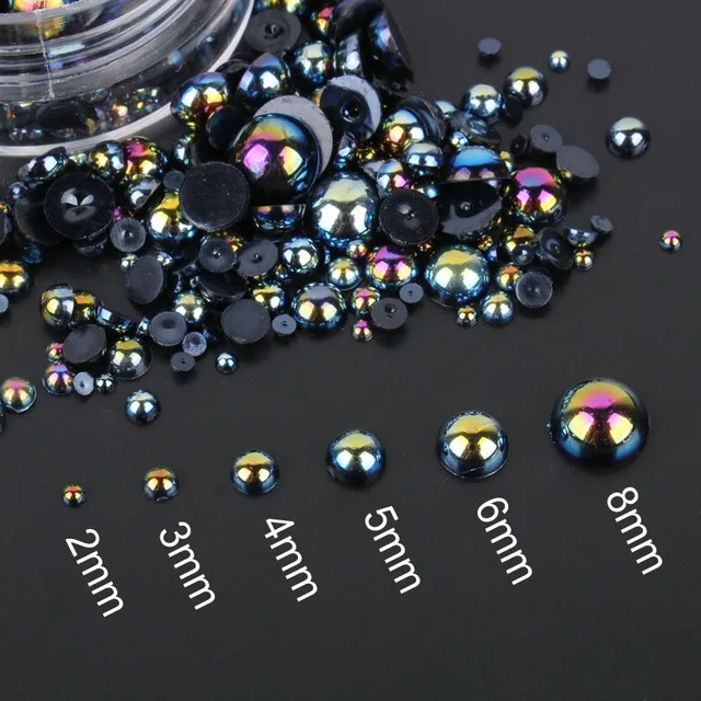 1000pcs/bag colourful round half pearl beads flat back For jewelry making Sewing Plastic ABS Pearl Beads2mm/3mm/4mm/5mm/6mm/8mm