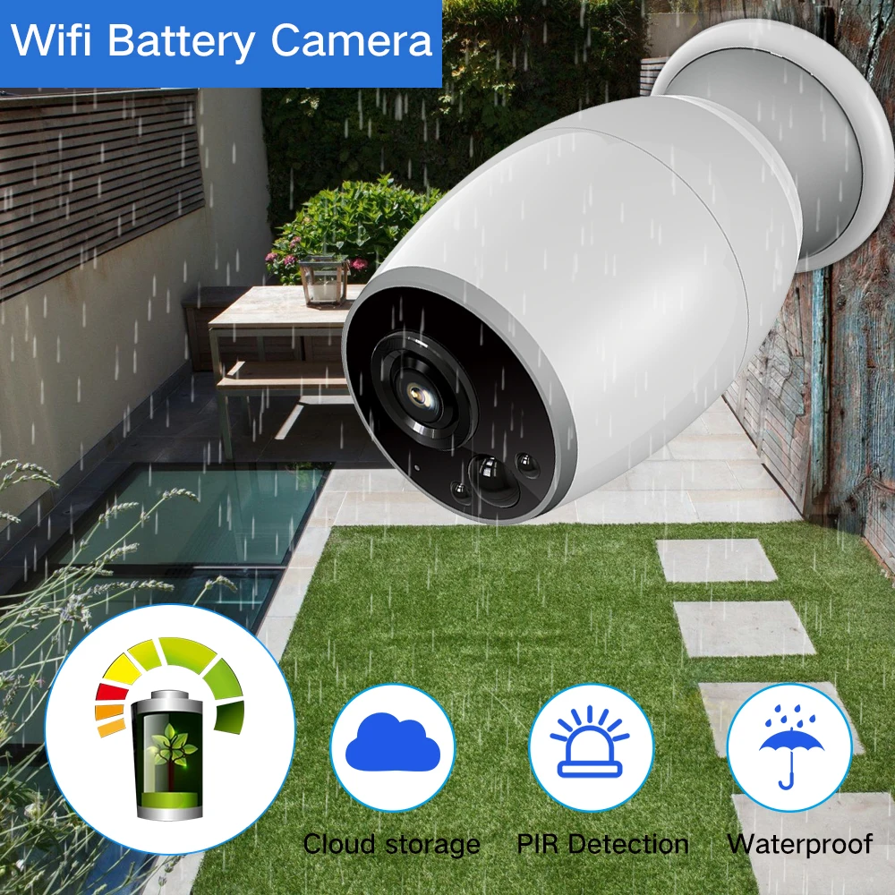 

SDETER Cloud Wireless WIFI IP Camera Rechargeable Battery Powered Outdoor Weatherproof 720P Security CCTV Camera Two Way Audio