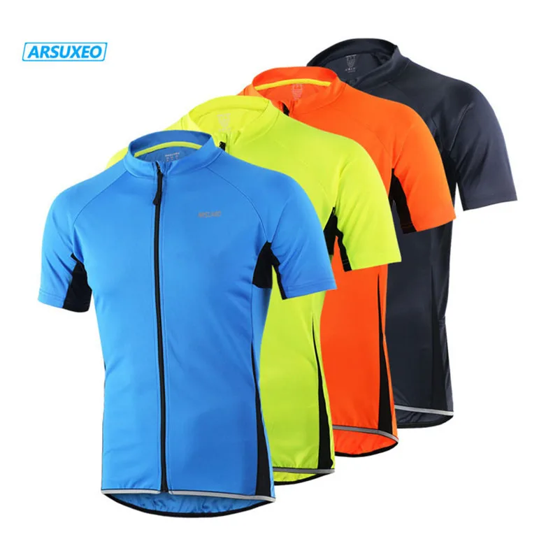 

ARSUXEO Cycling Jersey MTB Clothing Bike Wear Clothes Short Men Ropa Ciclismo Breathable Short Sleeves 4 Pockets Bicycle Jersey