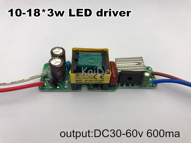 

3pieces Isolation 36W AC85-277V LED Driver 10-18x3W 600mA DC30-60V LED PowerSupply Constant Current LED Bulb Lamp Free Shipping
