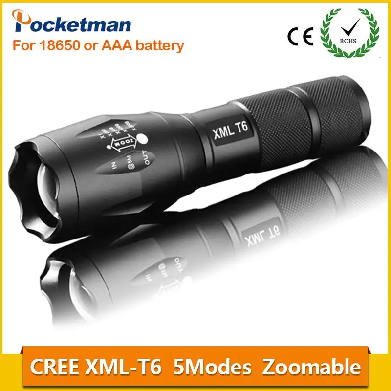 

2018 E17 XM-L T6 3800Lumens led Torch Zoomable LED Flashlight Torch light For 3xAAA or 1x18650 Free shipping Z96
