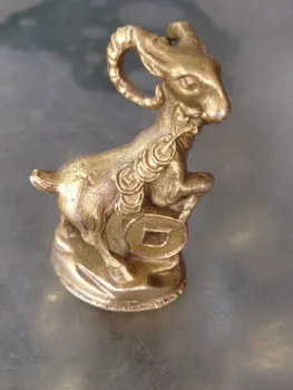 

The ancient Chinese sculpture copper pair of feng shui Money sheep statues