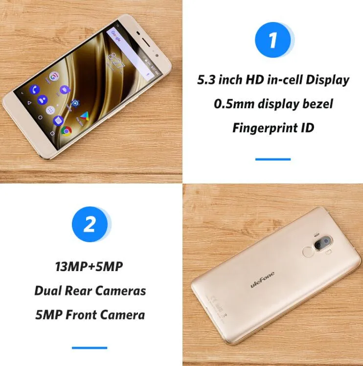 Ulefone S8 Pro 5 3 дюйма ободок менее Android 7 0 смартфон MT6737 4 ядра 2 GB 16 gps 13MP двойной назад