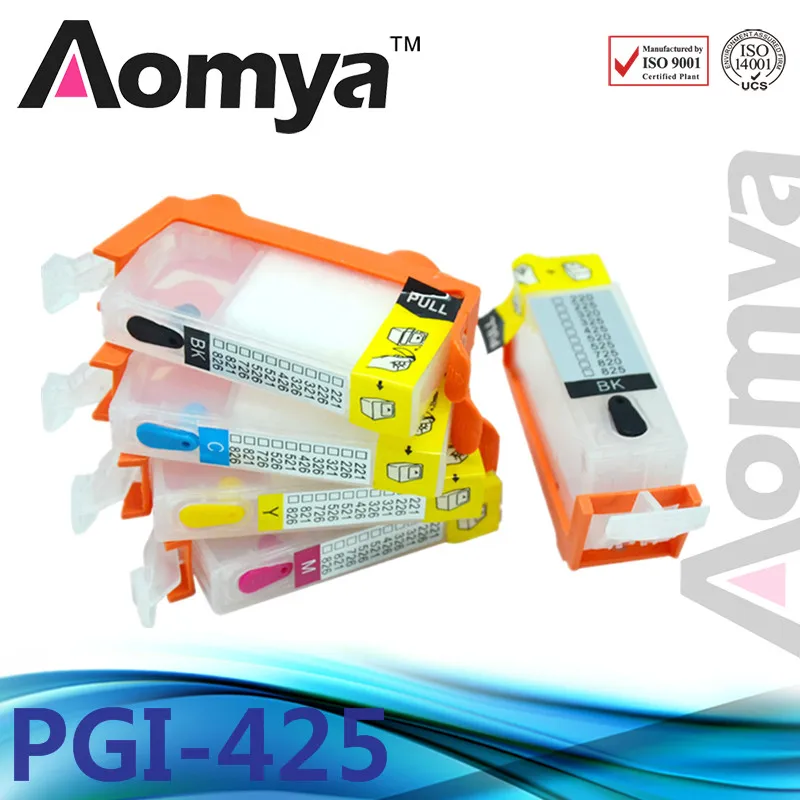 

2 sets Free Shipping! Refillable ink cartridge PGI-425 Suit For Canon iP 4840 printer 5 colors PB/BK/C/M/Y with permanent chips