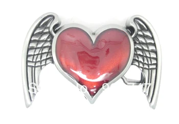 

Red Heart With Wings Belt Buckle